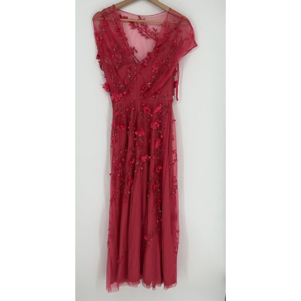 Theia Pink Embroidered Maxi Dress